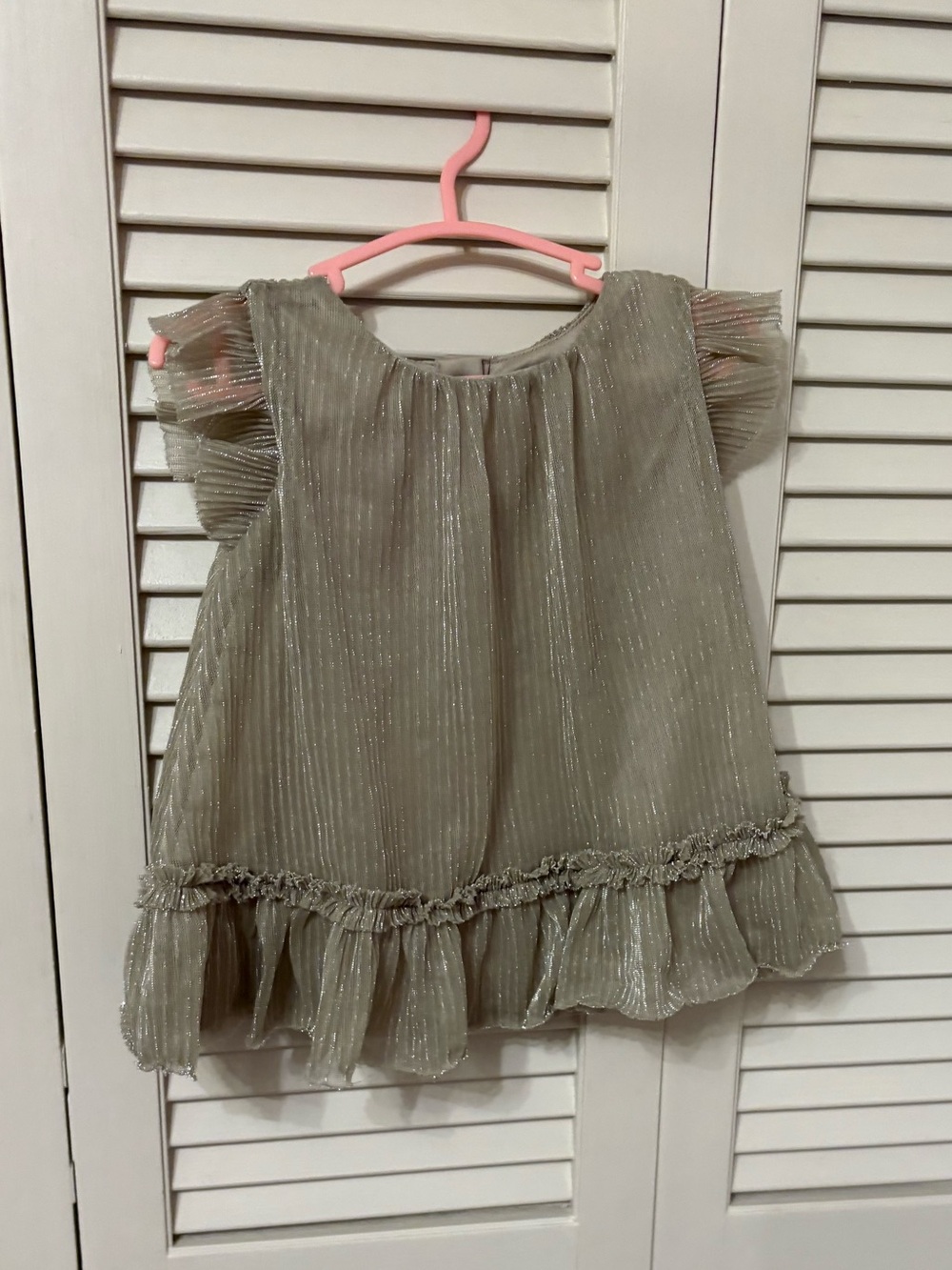 Cat & Jack Cream Metallic Ruffle Dress and Bottoms